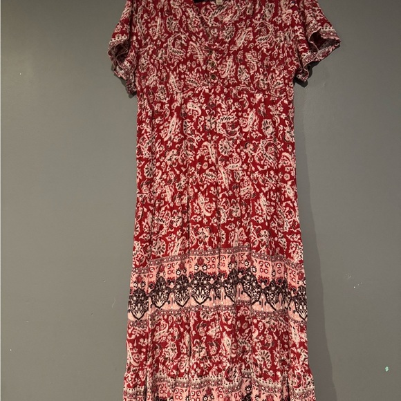 Knox Rose Red and White Flutter Sleeve Midi Dress - Picture 3 of 7